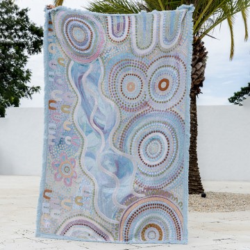 Indigenous Art Throw Rug | Blue Ocean | Natalie Jade